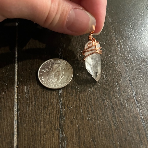 Handmade Jewelry - Copper Wrapped Quartz Crystal Necklace
